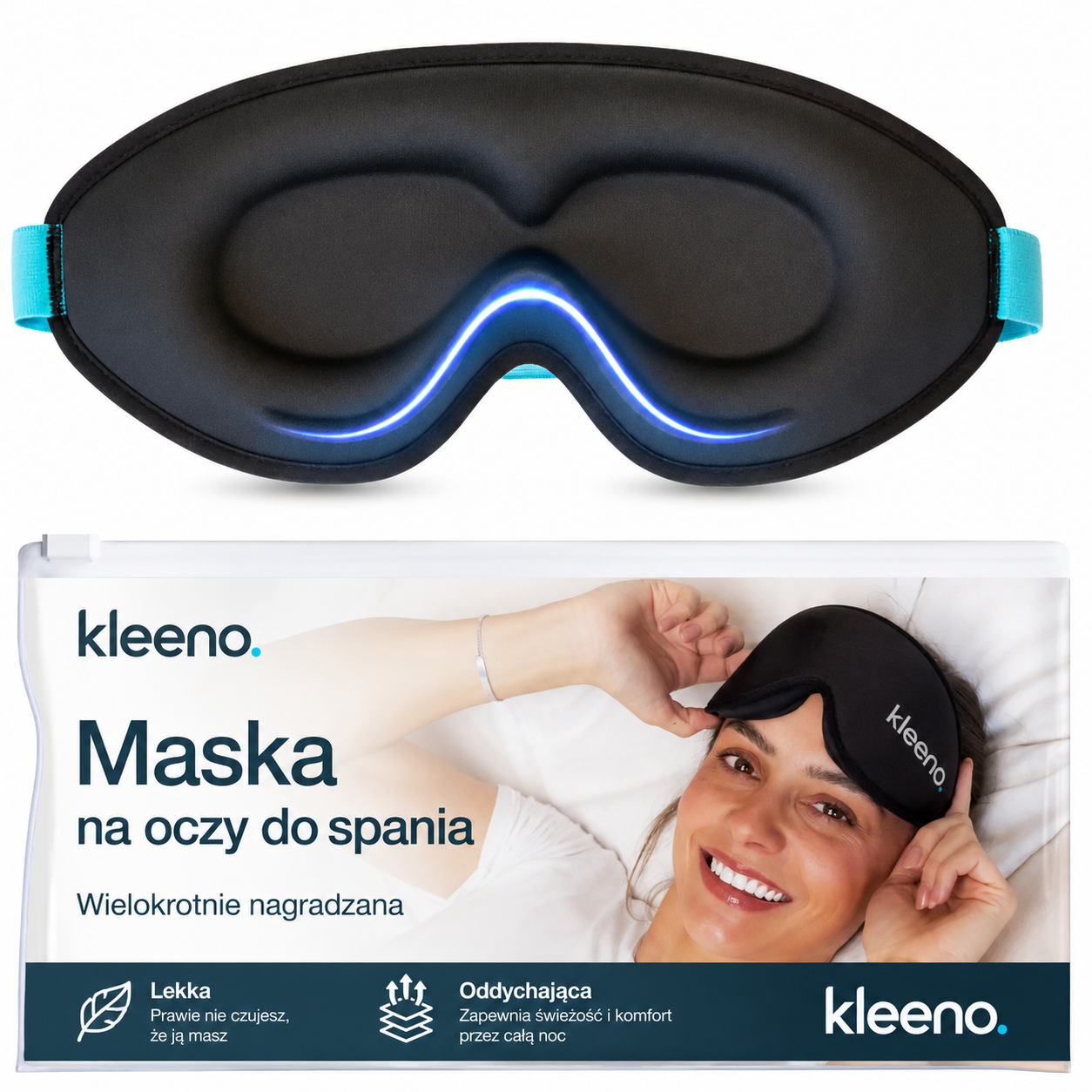 Kleeno Night™ – Maska do spania 3D | 100% zaciemnienia, zero ucisku na oczy