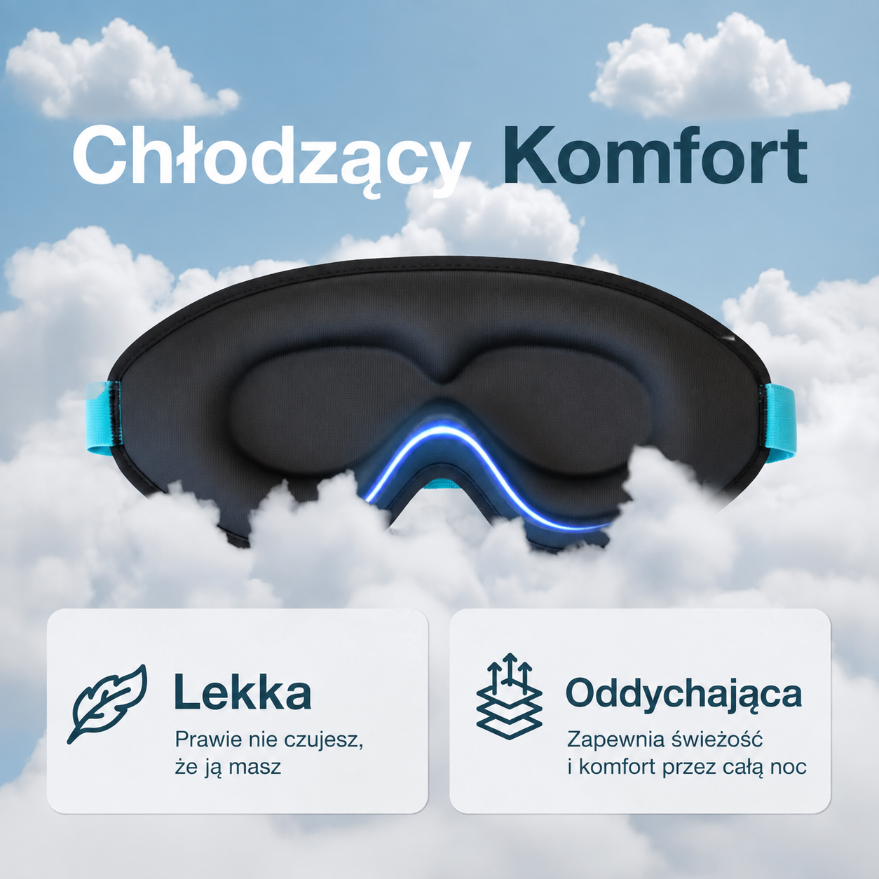 Kleeno Night™ – Maska do spania 3D | 100% zaciemnienia, zero ucisku na oczy