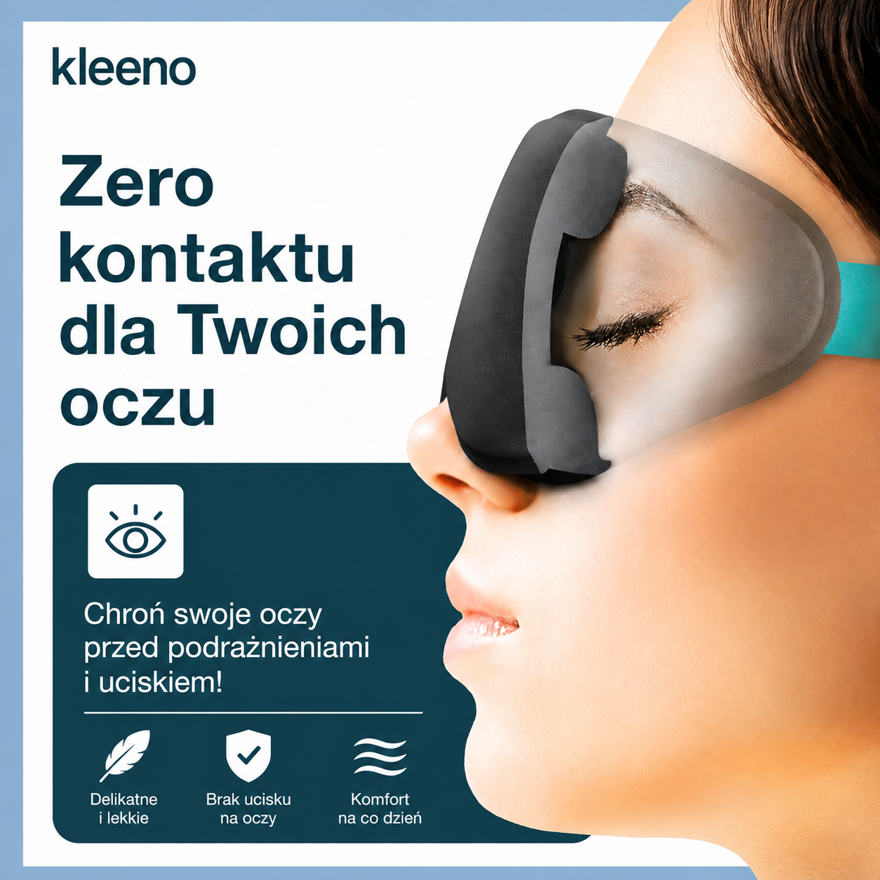Kleeno Night™ – Maska do spania 3D | 100% zaciemnienia, zero ucisku na oczy